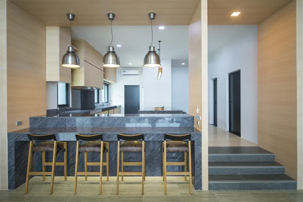ห้องกินข้าว และครัว Beachfront Villa Nordic style